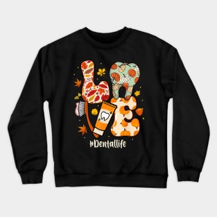 Love Dental Life Pumpkin Tooth Dentist Thanksgiving Autumn Crewneck Sweatshirt